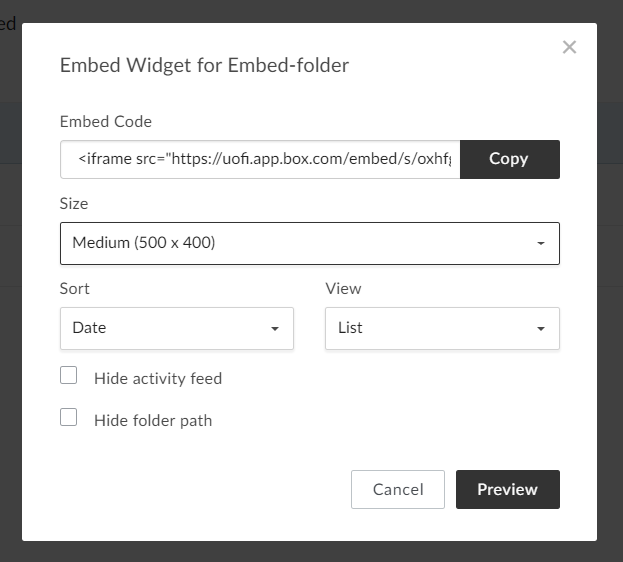 widget options